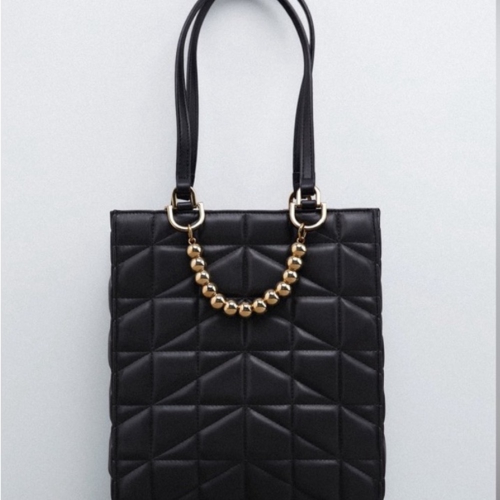 Zara quilted shopper tote bag